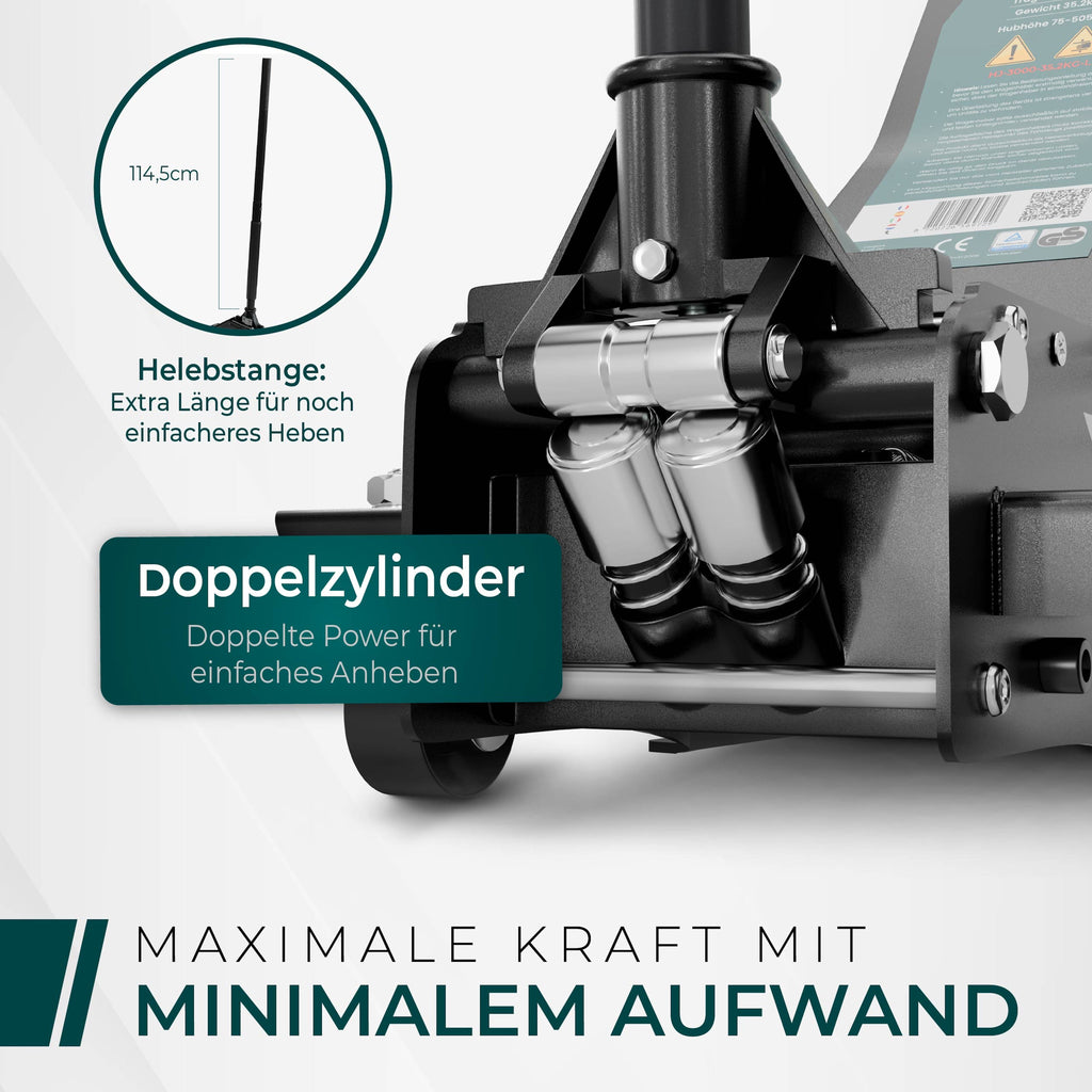 CargoVA Hydraulic Floor Jack 3T TÜV Certified 75-505 mm Lifting Range